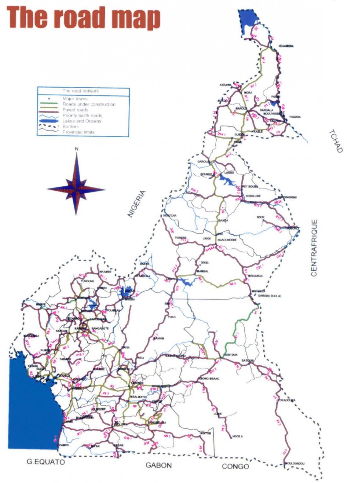 Mapa Kamerun cesty