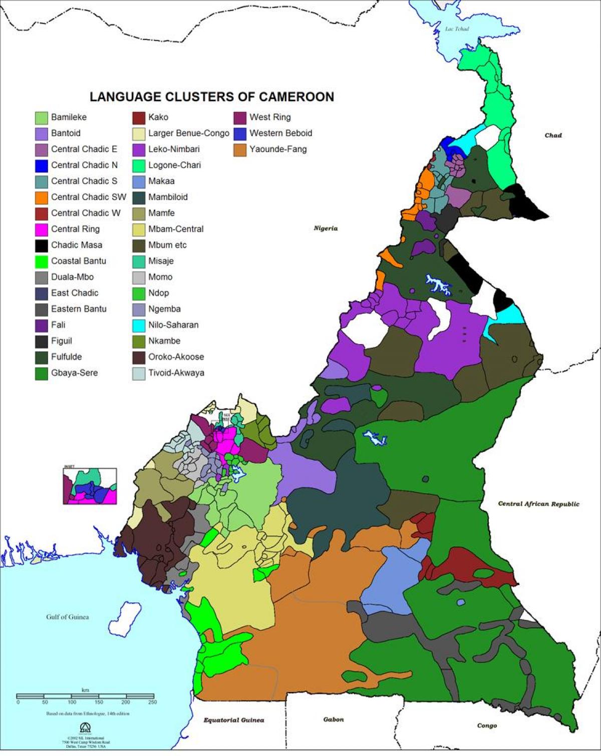 Mapa Kamerun jazyk