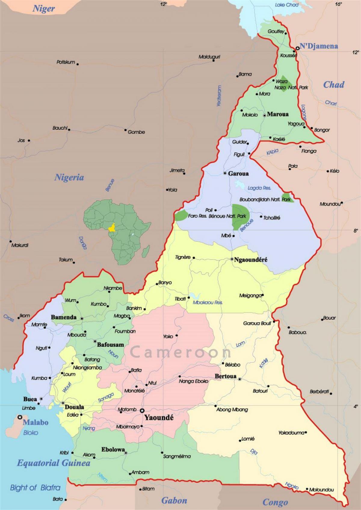 Kamerun mapu s mestá