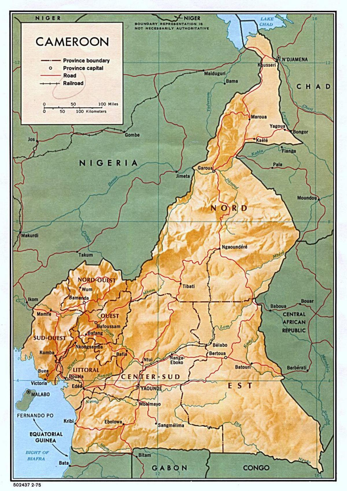 Mapa úľavu cameroo