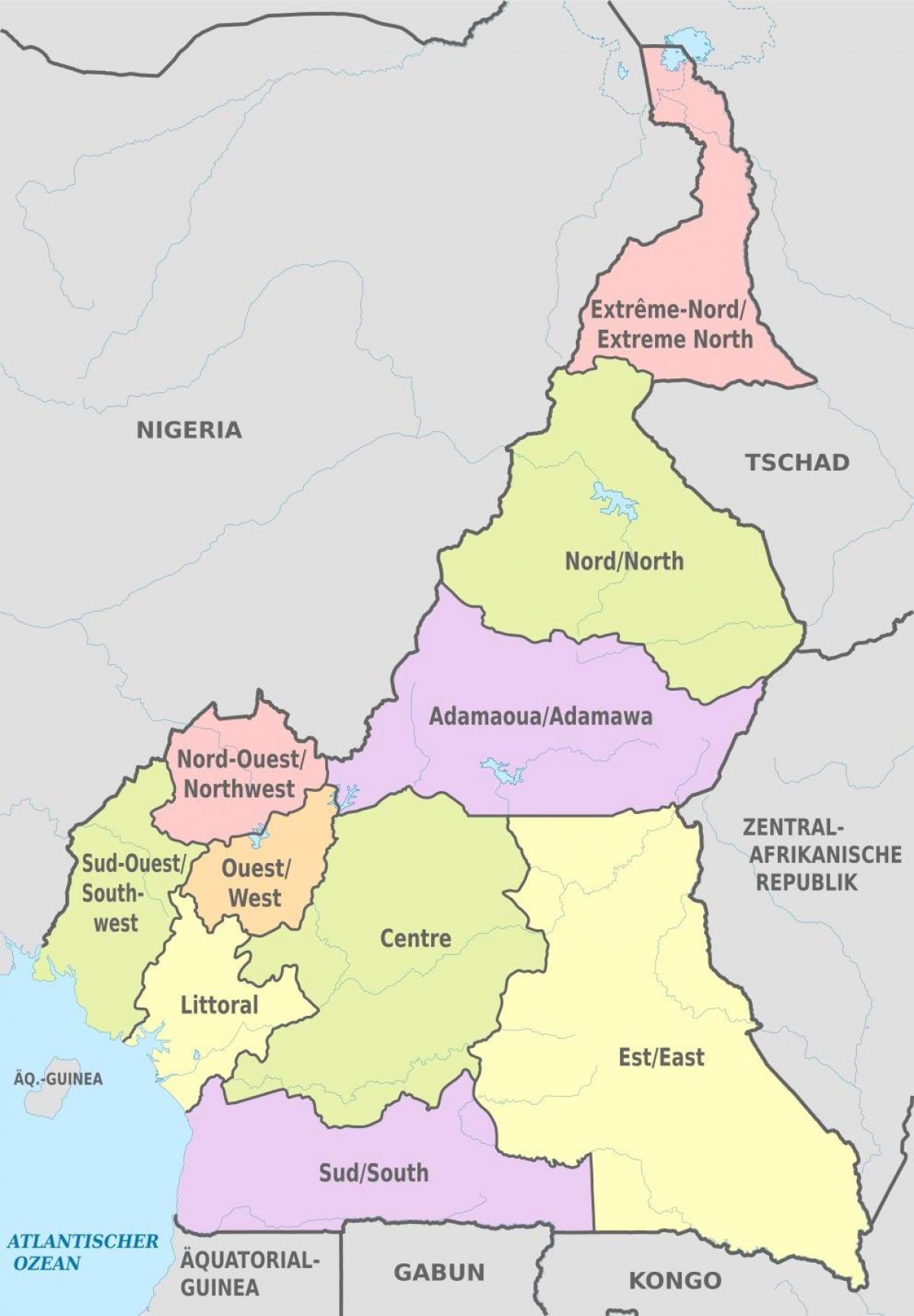 Mapa administratívnych Kamerun