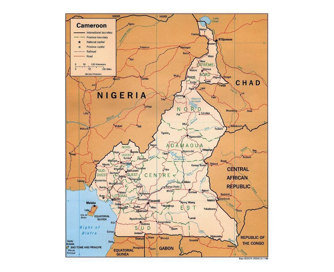 Mapa južnej Kamerun
