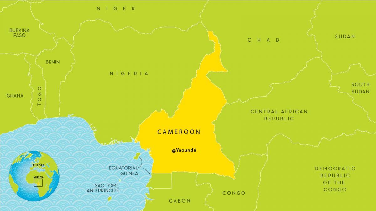 mapa Kamerunu a okolitých krajín