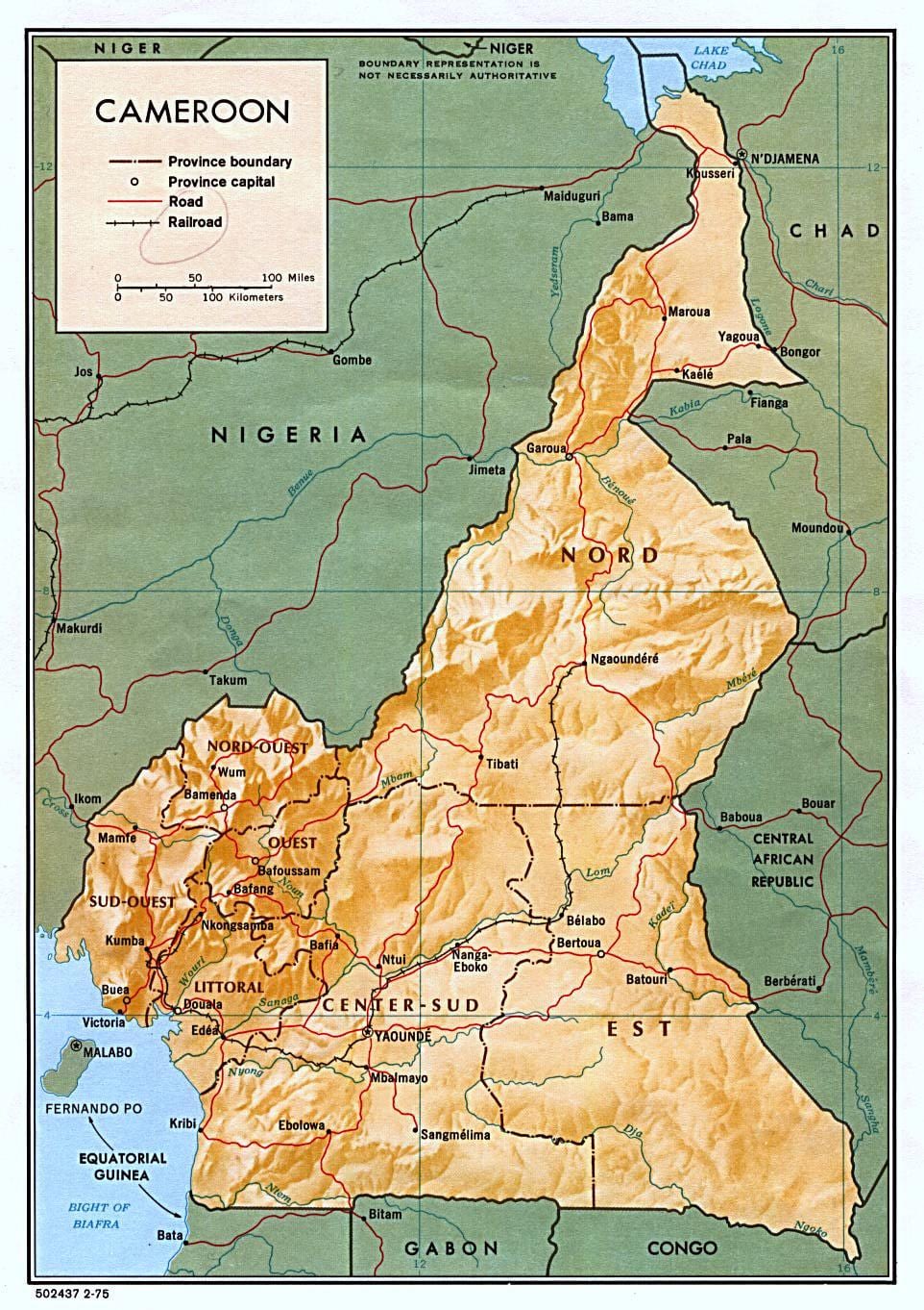 Mapa úľavu cameroo