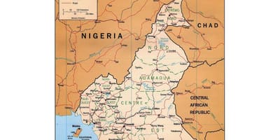 Mapa južnej Kamerun